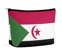 Borsa per il trucco portatile con bandiera del Sahara Occidentale, per borsa, borsa cosmetica impermeabile, organizer da viaggio per ragazze