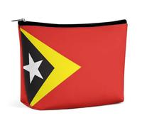 Borsa per il trucco portatile con cerniera, organizer per cosmetici, per donne e ragazze, con bandiera di Timor Est