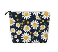 Borsa per il trucco portatile con stampa floreale margherite per le donne Borsa da toilette da viaggio di grande capacità
