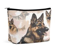 Borsa per il trucco portatile da viaggio per gli amanti del cane da pastore tedesco, pochette per cosmetici con cerniera, piccola borsa da toilette per donne