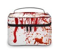 Borsa per il trucco portatile di grande capacità con cerniera, con schizzi di sangue e orrore