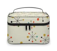 Borsa per il trucco portatile di grande capacità, moderna, retrò atomica, di metà secolo, anni Cinquanta, con cerniera