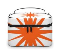 Borsa per il trucco portatile di grande capacità, stile Atomic Star Mid Modern Retro, arancione, con cerniera