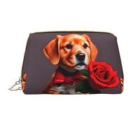 Borsa per il trucco portatile in pelle di cane gentiluomo, in pelle PVC, chiusura a cerniera, borsa da viaggio per articoli da toeletta, borsa da viaggio, bianco, Taglia unica