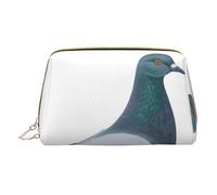 Borsa per il trucco portatile in pelle di piccione con cerniera organizer portafoglio grande capacità borsa trucco da viaggio articoli da toeletta, bianco, Taglia unica
