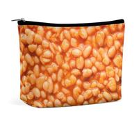 Borsa per il trucco portatile per le donne, borsa cosmetica essenziale da viaggio Baked Beans, borsa per il trucco in pelle PU di grande capacità, borsa da toeletta impermeabile