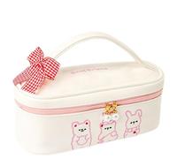 Borsa per il trucco portatile universale per studenti di matita di grande capacità con motivo carino con clip a fiocco borsa leggera per cancelleria, Multi, Taglia unica