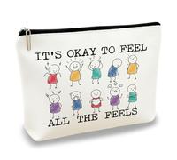 Borsa per il trucco Positive It's Okay To Feel All The Feels Cute Beauty Pouch Durable Canvas Makeup Bags Travel Essential Light And Stylish Suitable for Daily Use On The Go 25,9 x 17,8 cm