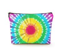 Borsa per il trucco Premium Borse per cosmetici da viaggio in lino da donna, bel colorante circolare a tinta unita, custodia cosmetica resistente