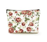 Borsa per il trucco Premium Borse per cosmetici da viaggio in lino da donna, bellissimo roseto adorabile, custodia cosmetica resistente