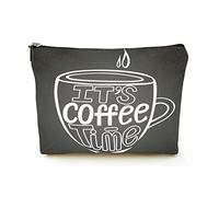 Borsa per il trucco Premium Borse per cosmetici da viaggio in lino da donna, è l'ora del caffè, custodia cosmetica resistente