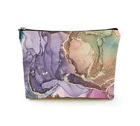 Borsa per il trucco Premium Borse per cosmetici da viaggio in lino da donna, pittura d'arte astratta, custodia cosmetica durevole