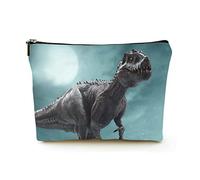 Borsa per il trucco Premium Borse per cosmetici da viaggio in lino da donna, Tyrannosaurus Rex nella giungla, custodia cosmetica resistente