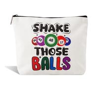 Borsa per il trucco regalo per giocatore di bingo per le donne amanti dei giochi di bingo regali per amici Borsa da bingo con cerniera Borsa per il trucco Shake Those Balls Lucky Bingo Bag per lei