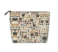 Borsa per il trucco resistente all'acqua con ossa di cane in canapa finta, grande organizer per cosmetici da viaggio con cerniera