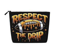 Borsa per il trucco Respect the Drip Football Game Day - Borsa da viaggio in canapa sintetica, organizer per articoli da toeletta, portamonete con cerniera