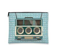 Borsa per il trucco retrò, borsa da viaggio vintage a pois per donne, piccola borsa portatile in tela con cerniera, borsa da toeletta regalo per festival, Blu, 7x9 Inch, Retro