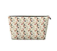 Borsa per il trucco retrò con stampa di pesce rosso, borsa da toilette da viaggio per donne, graziosa custodia per trucco in pelle