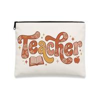 Borsa per il trucco retrò floreale con citazione crisantemo 17,8 x 22,9 cm | Tipografia retrò, borsa per cosmetici, stampa floreale con crisantemo, motivi di libri e frutta, organizzazione compatta con