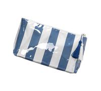 Borsa per il trucco rivestita trasparente con strisce, blu navy, Bellezza | Organizzatori cosmetici rivestiti trasparenti con ampio spazio per la crema solare occhiali da sole prodotti per la cura