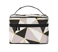 Borsa per il trucco rosa e nera con triangolo, per donna e ragazza, grande organizer, toeletta portatile, essenziale