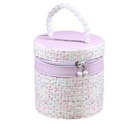 Borsa per il trucco rotonda con chiusura lampo, borsa per cosmetici rotonda - Organizzatore per il trucco portatile,Sacchetto cosmetico da viaggio, sacchetto rotondo per la cultura a secchio ad alta
