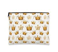 Borsa per il trucco Royal, elegante astuccio da viaggio vintage per donne, piccolo organizer portatile in tela con cerniera, borsa da toilette per la cura della pelle delle vacanze, bianco, 7x9 Inch