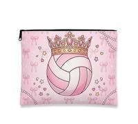 Borsa per il trucco Royal Pallavolo, graziosa borsa da viaggio per cosmetici con motivo a fiocco di pesca per donne, organizer portatile in tela con cerniera, borsa da toilette primaverile per la cura