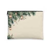 Borsa per il trucco rustica, astuccio da viaggio per cosmetici, con lanterne vintage, con albero di pino, per donne, piccola borsa portatile in tela con cerniera, borsa da toilette per la cura della