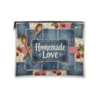 Borsa per il trucco rustica vintage, borsa da viaggio per cosmetici fatta in casa per donne, organizer portatile in tela con cerniera, perfetta per l'uso quotidiano, Blu, 7x9 Inch, Amore