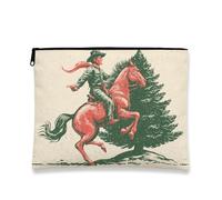 Borsa per il trucco rustica vintage, borsa da viaggio per donne, borsa da viaggio portatile in tela con cerniera, borsa per la cura della pelle all'aperto, Rosso, 7x9 Inch, Cavaliere