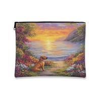 Borsa per il trucco scenica, borsa da viaggio per cosmetici con paesaggio artistico al tramonto per donne, organizer portatile in tela con cerniera, borsa per la cura della pelle all'aperto