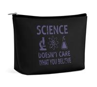 Borsa per il trucco Science Believe Borsa per cosmetici da viaggio portatile Borsa grande con cerniera Borsa organizer in pelle PU Borsa da toeletta