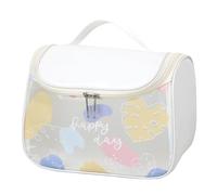 Borsa per il trucco Semplice Borsa da toilette trasparente smerigliata con manico Organizzatore di trucco portatile per la cura personale Organizzatore di bellezza, bianco, Bellezza di massa