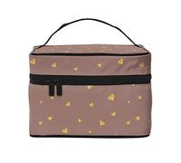 Borsa per il trucco Shining Golden Hearts, da viaggio cosmetici da donna e ragazza, grande organizer, toeletta portatile, caffè