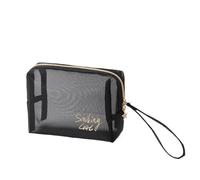 Borsa Per Il Trucco Simple Black Mesh Makeup Case Organizer Storage Pouch Casual Zipper Toiletry Wash Bags Make Up Women Travel Cosmetic Bag Package Borsa Cosmetica(Type C)