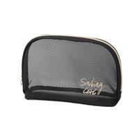 Borsa Per Il Trucco Simple Black Mesh Makeup Case Organizer Storage Pouch Casual Zipper Toiletry Wash Bags Make Up Women Travel Cosmetic Bag Package Borsa Cosmetica(Type E)