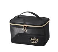 Borsa Per Il Trucco Simple Black Mesh Makeup Case Organizer Storage Pouch Casual Zipper Toiletry Wash Bags Make Up Women Travel Cosmetic Bag Package Borsa Cosmetica(Type B)