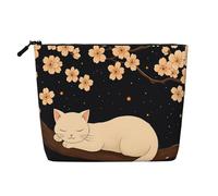 Borsa per il trucco Sleeping Cat Sleeping Cat per donna, grande pochette cosmetica da viaggio, organizer per articoli da toilette effetto lino resistente all'acqua con cerniera, borsa portaoggetti per