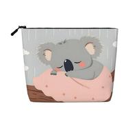 Borsa per il trucco Sleeping Koala, grande capacità da viaggio per donna, impermeabile, monostrato, in finta canapa, con cerniera, portatile, organizer per cosmetici.