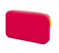 Borsa Per Il Trucco Small Square Silicone Cosmetic Storage Bag Large Capacity Travel Makeup Brush Holder Portable Cosmetic Waterproof Organizer(Red)