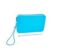 Borsa Per Il Trucco Small Square Silicone Cosmetic Storage Bag Large Capacity Travel Makeup Brush Holder Portable Cosmetic Waterproof Organizer Borsa Cosmetica(Sky Blue)