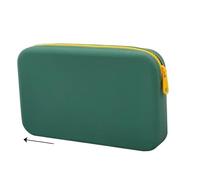 Borsa Per Il Trucco Small Square Silicone Cosmetic Storage Bag Large Capacity Travel Makeup Brush Holder Portable Cosmetic Waterproof Organizer(Green)