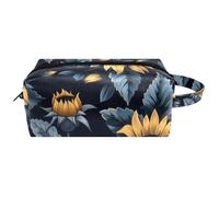 Borsa per il trucco sospesa con sfondo blu navy, borsa da viaggio in pelle resistente all'acqua con manico, custodia portatile per cosmetici, per donne, uomini, ragazze, Multicolore 08, 8.2x3.1x3.5