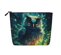 Borsa per il trucco Spirit Owl, grande capacità da viaggio per donna, impermeabile, monostrato, in finta canapa, con cerniera, portatile, organizer per cosmetici.