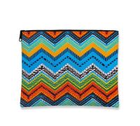 Borsa per il trucco stampabile con motivo a zigzag, borse da viaggio cosmetiche colorate con motivo a zigzag per donne, piccola borsa portatile con cerniera in tela, regalo estivo per la cura della