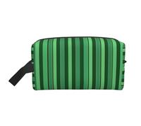 Borsa per il trucco stampata con amaca da spiaggia al tramonto di cocco per le donne da viaggio organizer per articoli da toeletta grande capacità borsa cosmetica con manico, Classico Verde a Righe