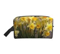 Borsa per il trucco stampata con amaca da spiaggia al tramonto di cocco per le donne da viaggio organizer per articoli da toeletta grande capacità borsa cosmetica con manico, Bouquet Di Narcisi