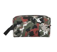 Borsa per il trucco stampata con amaca da spiaggia al tramonto di cocco per le donne da viaggio organizer per articoli da toeletta grande capacità borsa cosmetica con manico, Mimetico, Taglia unica