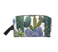 Borsa per il trucco stampata con amaca da spiaggia al tramonto di cocco per le donne da viaggio organizer per articoli da toeletta grande capacità borsa cosmetica con manico, Pianta grassa., Taglia
